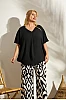 Plus Size Μπλούζα σε Φαρδιά Γραμμή Μαύρη