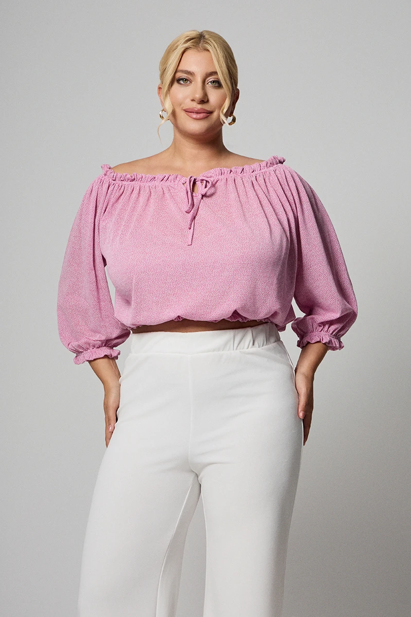 Μπλούζα Off-Shoulder Ροζ