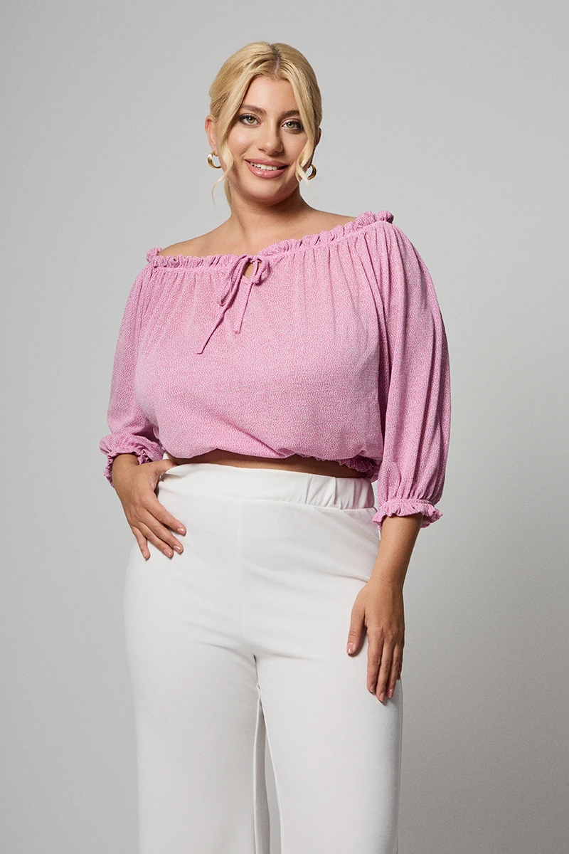Μπλούζα Off-Shoulder Ροζ
