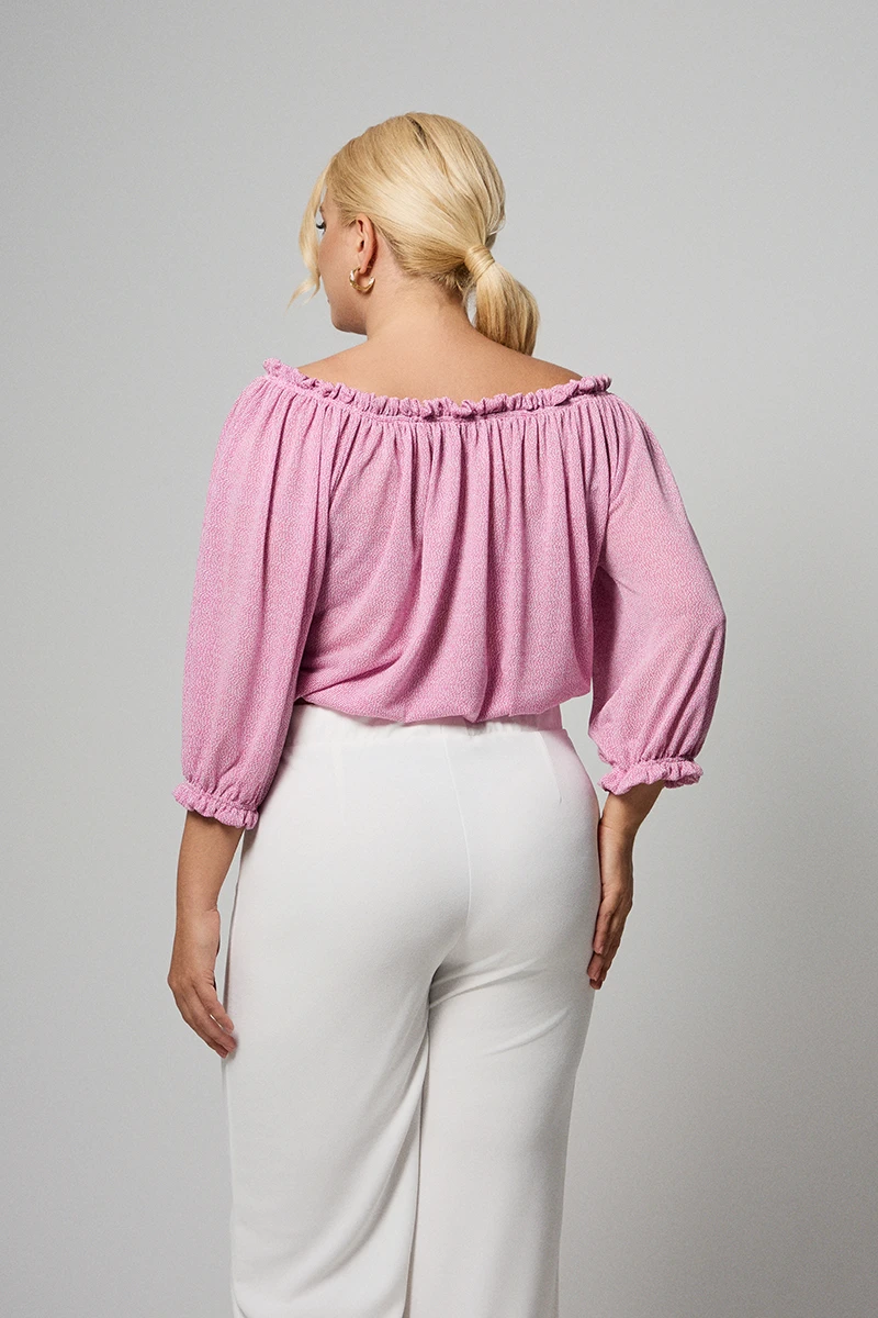 Μπλούζα Off-Shoulder Ροζ