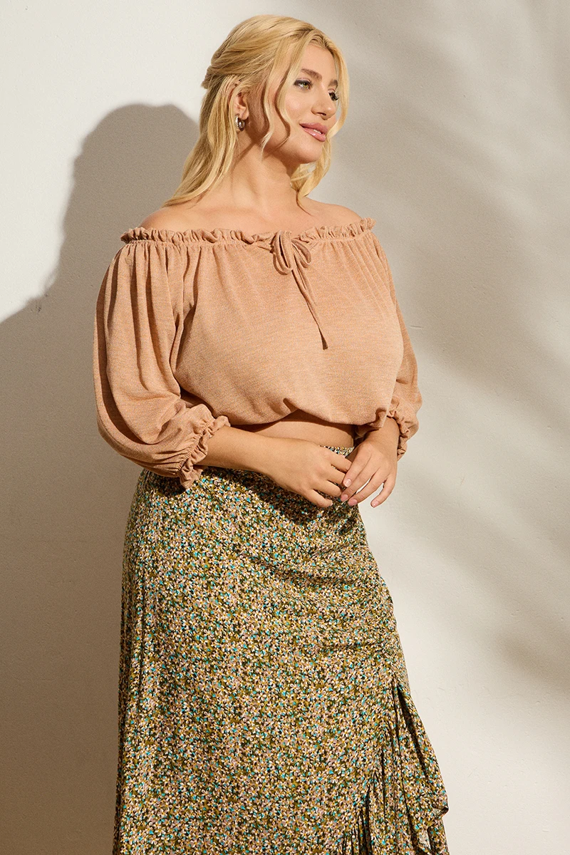 Μπλούζα Off-Shoulder Μόκα