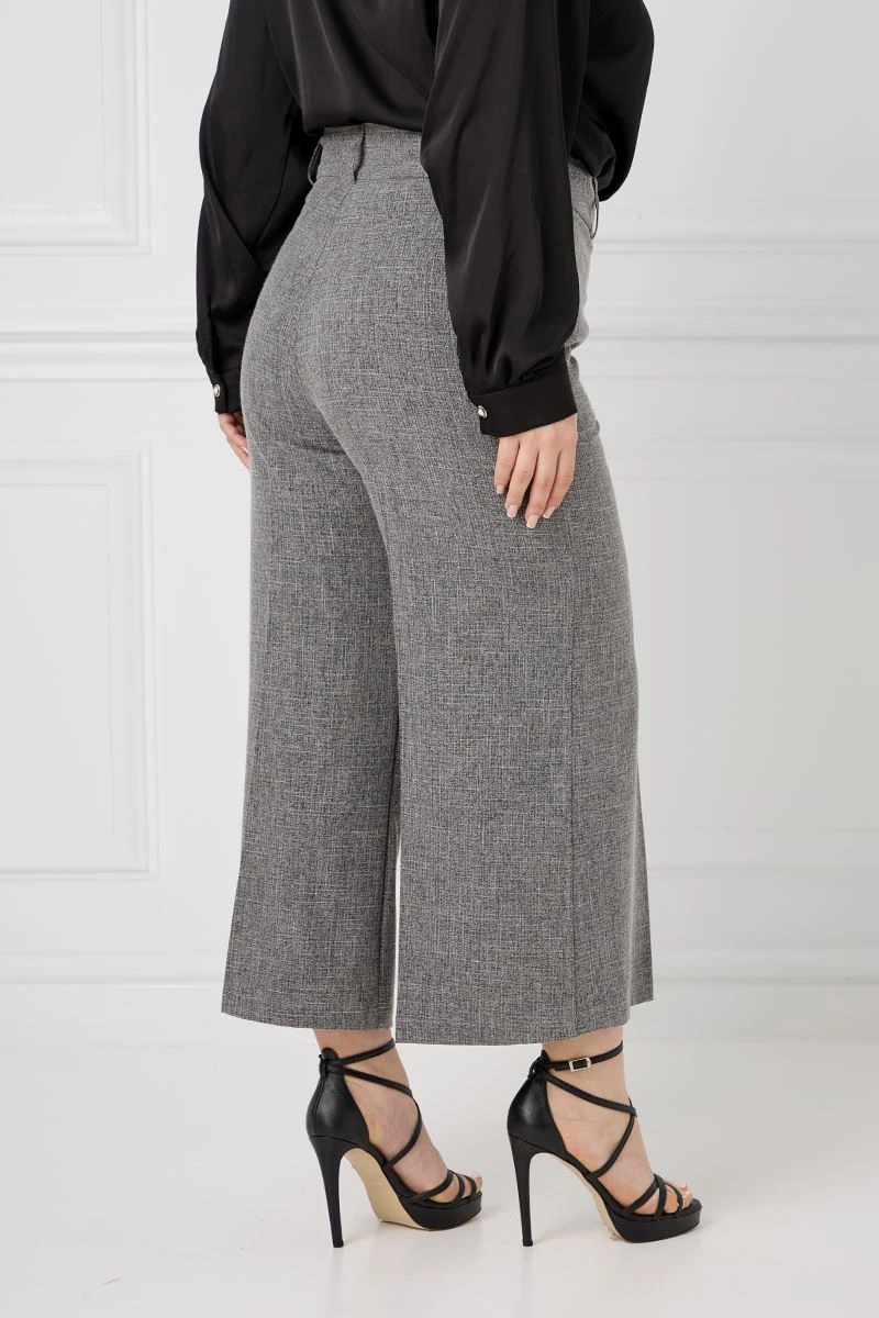 Cropped Παντελόνι Με Τσέπες Γκρι