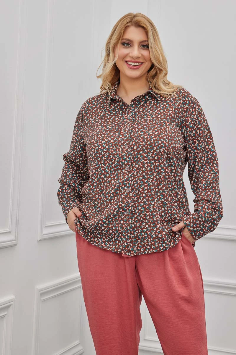 Πουκάμισο Καφέ Floral 