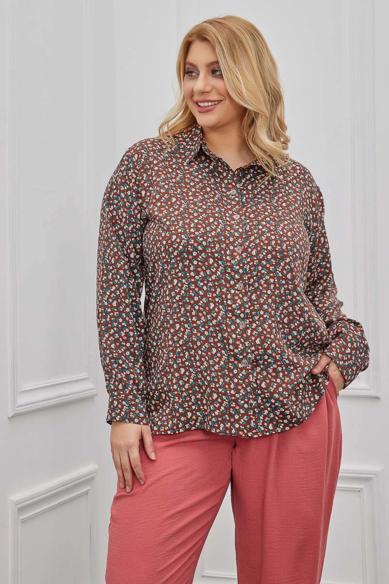 Πουκάμισο Καφέ Floral 