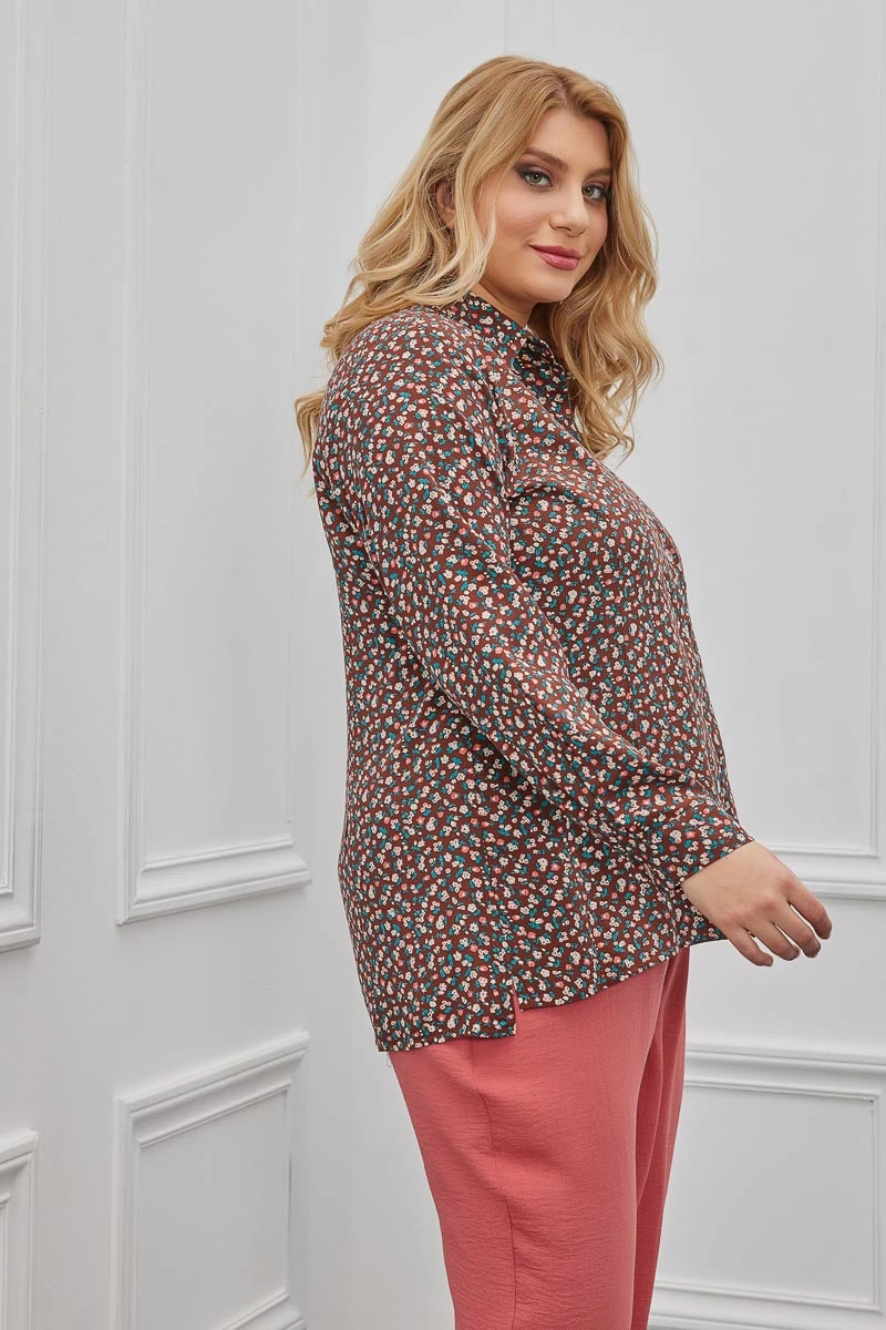 Πουκάμισο Καφέ Floral 